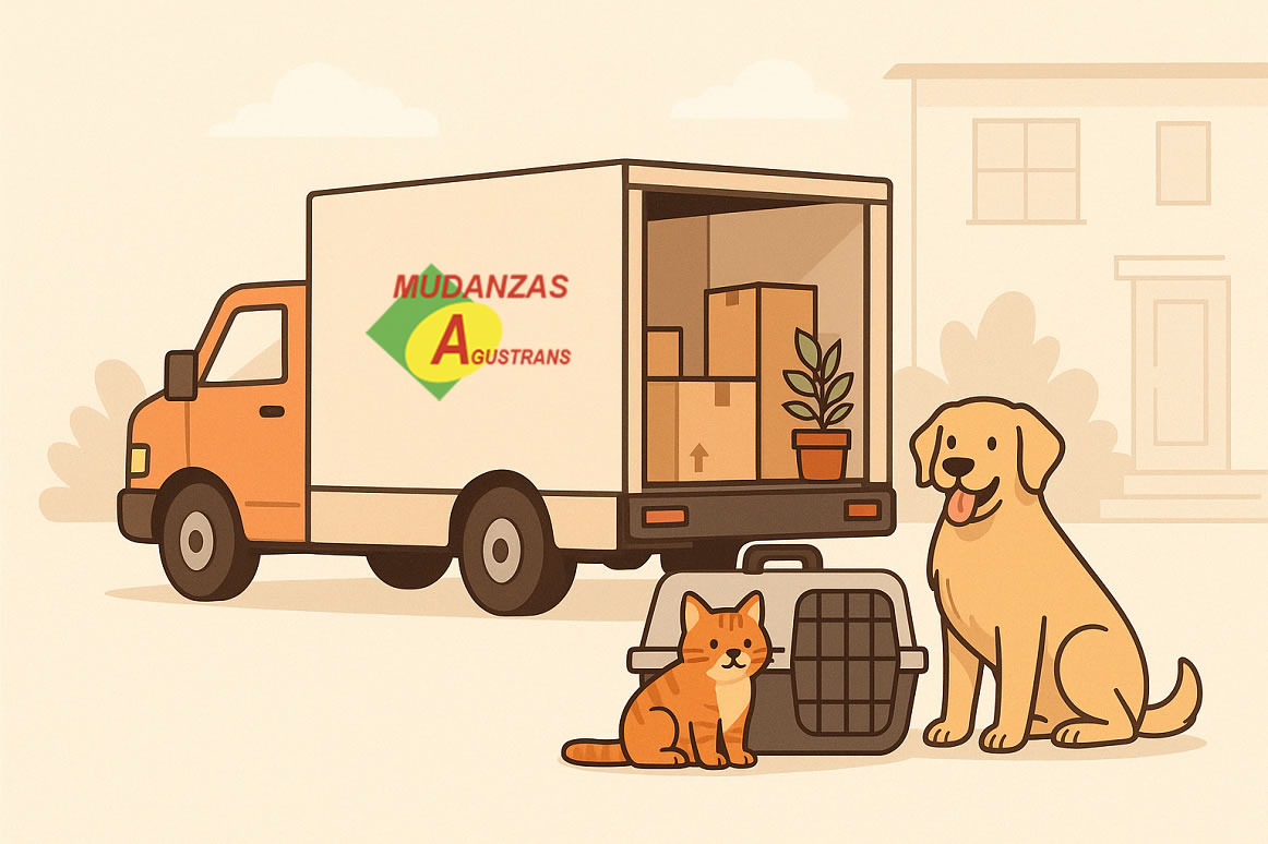 imagen con camión de Agustrans realizando mudanzas con mascotas